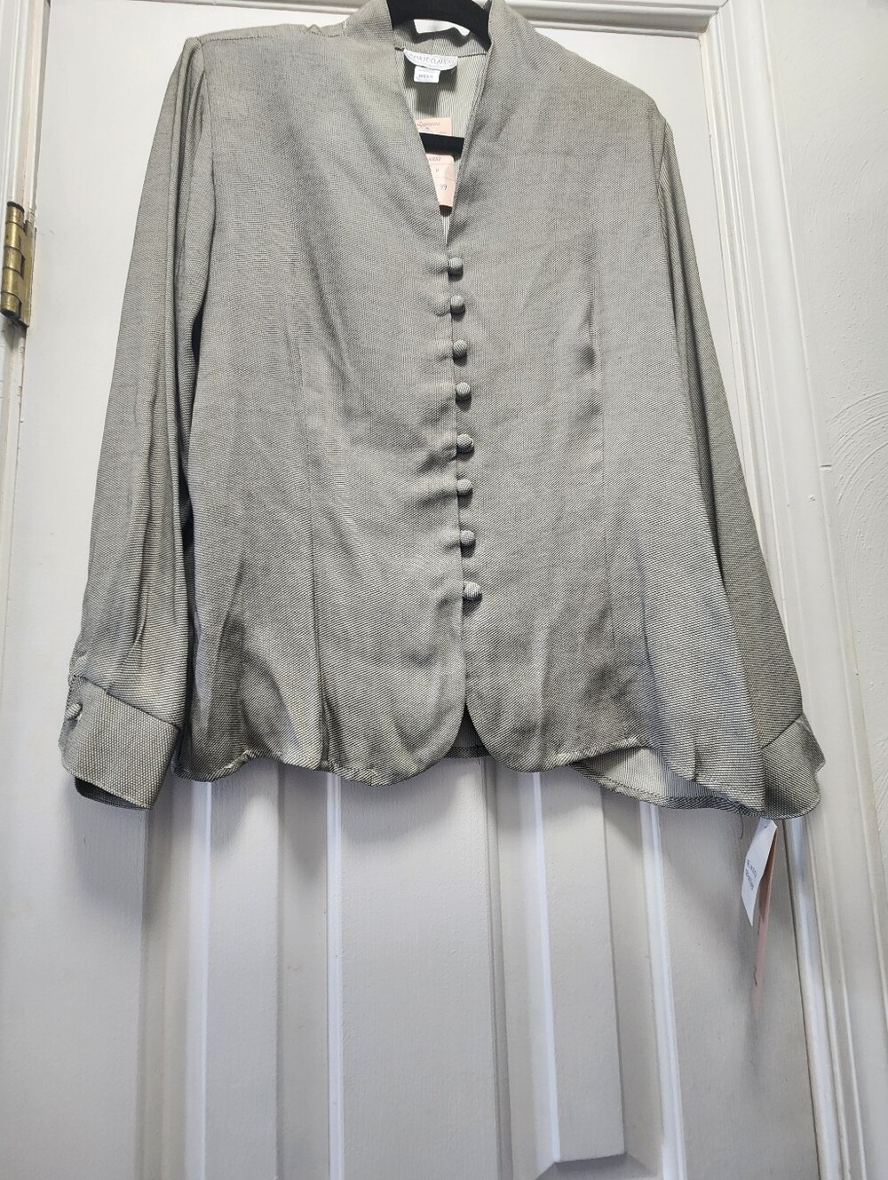 Vintage NOS Camille Claudel Light Gray Button-Front Blouse Size Med